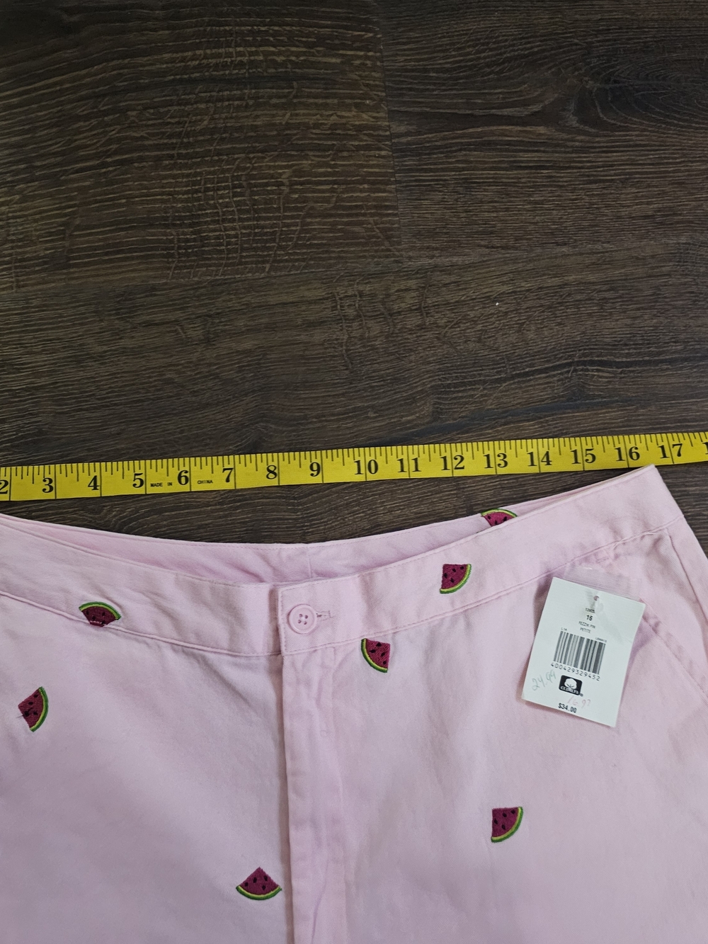 Kim Rogers Women's Pink w/Watermelon Embroidered Accent Cotton Capri Pants 16 P - Picture 6 of 7